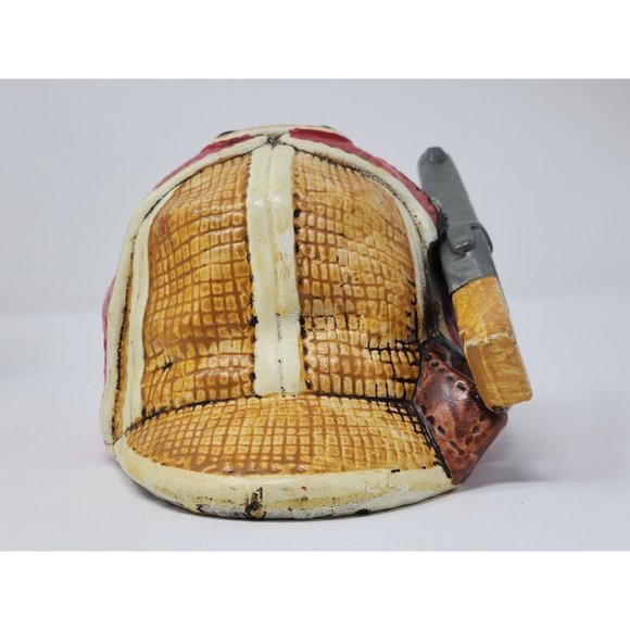 Vintage Hunting Hat Coin Bank With Stopper Red Gold And Yellow - Picture 5 of 10